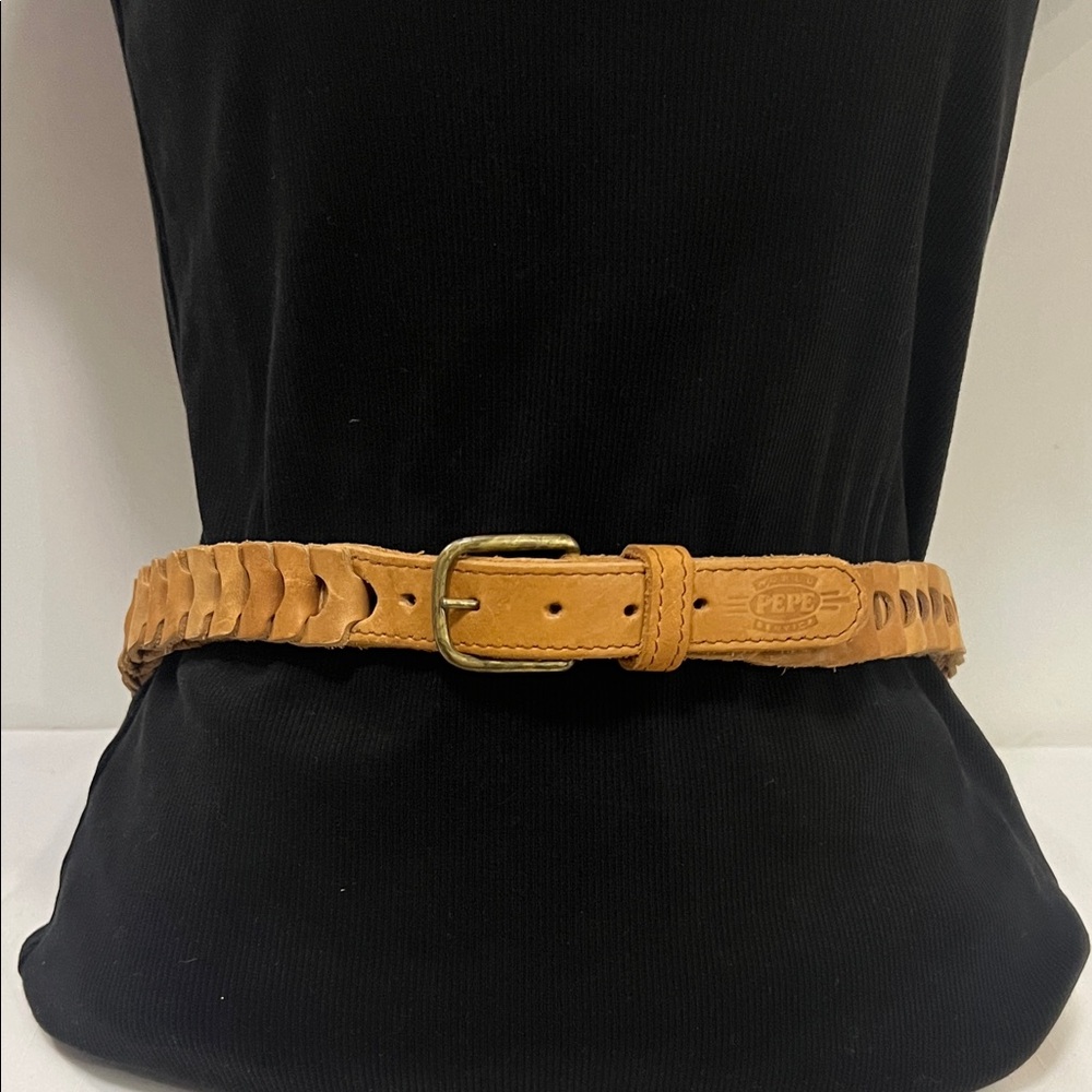 Vintage PEPE Tan Leather Weave Belt